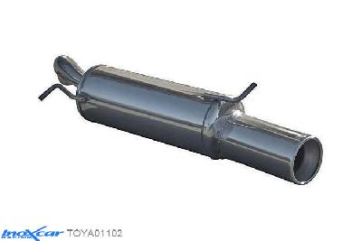 IX TOYA01102, Toyota Yaris (P1/P1FF) 1.3 (85PK) 1999-, Inoxcar Rear silencer 1X102mm Stainless steel, With E.E.C. homologation