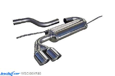 IX WSCI06XR80, VW Scirocco III 2.0 TDi (170PK) 2008-, Inoxcar Rear silencer 2X80mm X-RACE Stainless steel, With E.E.C. homologation