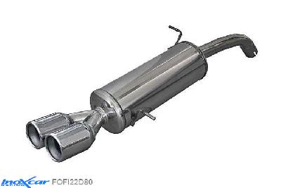 IX FOFI22D80, Ford Fiesta VI (JA8) 1.6 ST (182PK) 2013- Diameter 54mm, Inoxcar Rear silencer 2X80mm Stainless steel, With E.E.C. homologation