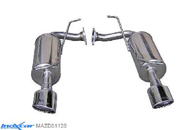 IX MAZD01120, Mazda 6 (GG/GY) 2.3 TURBO 16V (260PK) 2005-, Inoxcar Rear silencer 1X120X80mm OBLIQUO Left and Right Stainless steel, With E.E.C. homologation
