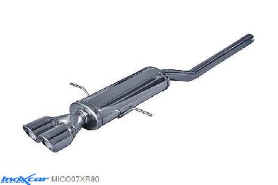 IX MICO07XR80, Mini Mini (R56) 1.6 S (175PK) 2007-  , (Type R56), Inoxcar Rear silencer CEN 2X80mm X-RACE Stainless steel, With E.E.C. homologation