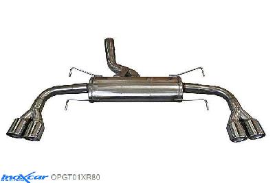 IX OPGT01XR80, Opel GT (K/R) 2007-, Inoxcar Rear silencer 2X80mm X-RACE Left and Right Stainless steel, Without E.E.C. homologation