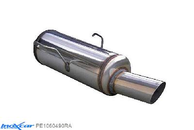 IX PE1060490RA, Peugeot 106 1.1 (60PK) 1996-2000, Inoxcar Rear silencer 1X90 RALLY Stainless steel, With E.E.C. homologation