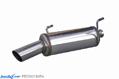 IX PE2062190RA, Peugeot 206 1.4 16V / 1.4 XS (90PK) 2001-2006, Inoxcar Rear silencer 1X90 RALLY Stainless steel, With E.E.C. homologation