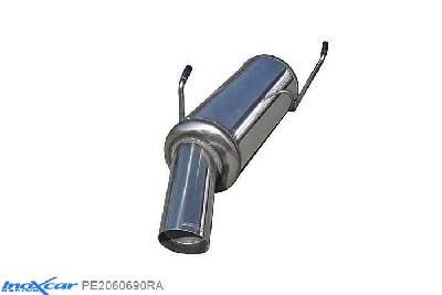 IX PE2060690RA, Peugeot 206 1.6 16V XS (110PK) 2001-2006, Inoxcar Rear silencer 1X90 RALLY Stainless steel, With E.E.C. homologation