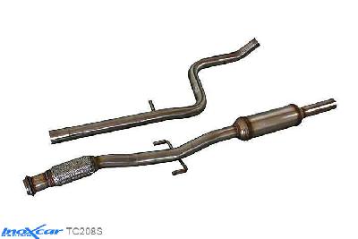 IX TC208S, Peugeot 208 1.6 16V TURBO GTI (200PK) 2013-, Inoxcar Central pipe with silencer Stainless steel, Without E.E.C. homologation
