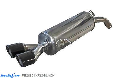 IX PE20801XR80BLACK, Peugeot 208 1.6 16V TURBO GTI (200PK) 2013-, Inoxcar Rear silencer 2X80mm X-RACE BLACK EDITION Stainless steel, With E.E.C. homologation