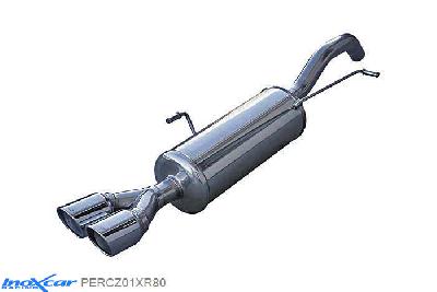 IX PERCZ01XR80, Peugeot RCZ (4J) 1.6 THP (156PK) 2010-, Inoxcar Rear silencer 2X80mm X-RACE Stainless steel, With E.E.C. homologation