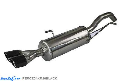 IX PERCZ01XR80BLACK, Peugeot RCZ (4J) 1.6 THP (156PK) 2010-, Inoxcar Rear silencer 2X80mm X-RACE BLACK EDITION Stainless steel, With E.E.C. homologation