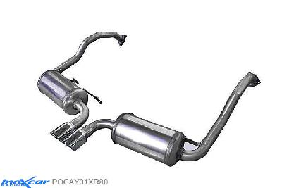 IX POCAY01XR80, Porsche Cayman (987) 3.4 S (295PK) 2005-2009, Inoxcar Rear silencer CEN 2X80mm X-RACE Stainless steel, Without E.E.C. homologation