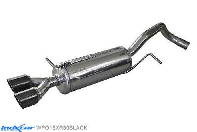 IX WPO15XR80BLACK, VW Polo VI (6R) 1.4 16V GTI (180PK) 2010-  Diameter 55mm, Inoxcar Rear silencer 2X80mm X-RACE BLACK EDITION Stainless steel, With E.E.C. homologation
