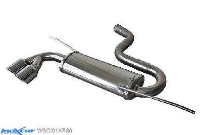 IX WSCI01XR80, VW Scirocco III 1.4 TSI (122PK) 2008-, Inoxcar Rear silencer 2X80mm X-RACE Stainless steel, With E.E.C. homologation