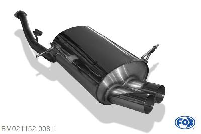 BM021152-008, BMW E36 316Ti 1.6l 75kW, Einddemper met eindstuk 2x76mm  Type 10 Geheel RVS, Absortie demper, mooie diepe sound, Teilegutachten (eintragungspflichtig)