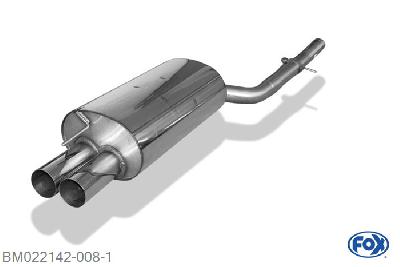 BM022142-008, BMW E46 320d 2.0l D 100/110kW, Einddemper enkele buis - 2x76mm  Type 10 63,5mm Buisdiameter Geheel RVS, Absortie demper, mooie diepe sound, Met E-keur