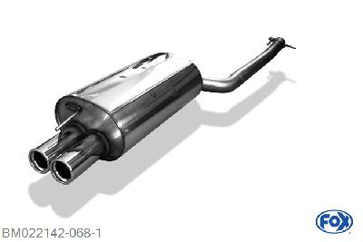 BM022142-068, BMW E46 320d 2.0l D 100/110kW, Einddemper enkele buis - 2x76mm  Type 13 63,5mm Buisdiameter Geheel RVS, Absortie demper, mooie diepe sound, Met E-keur