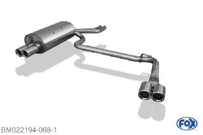 BM022194-068, BMW E46 330d/ 330xd 3.0l D 135/150kW, Einddemper met uitgang rechts/links dubbele buis - 2x76mm  Type 13 rechts/links 2x50mm Buisdiameter Geheel RVS, Absortie demper, mooie diepe sound, Met E-keur