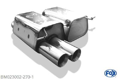 BM023002-270, BMW E90 318i/ 320i 2.0l 95/110kW, Einddemper met eindstuk 2x80mm  Type 24 Geheel RVS, Absortie demper, mooie diepe sound, Teilegutachten (eintragungspflichtig)