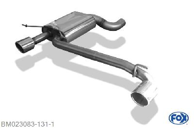 BM023083-131, BMW E90/91/92 325d/ 330d 3.0l D 145kW, Einddemper met uitgang rechts/links - 1x90mm  Type 16 rechts/links 70mm Buisdiameter Geheel RVS, Absortie demper, mooie diepe sound, Met E-keur