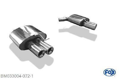 BM033004-072, BMW F10/F11 535d 3.0l D 190/220kW, Einddemper rechts/links - 2x90mm  Type 13 rechts/links 70mm Buisdiameter Geheel RVS, Absortie demper, mooie diepe sound, Met E-keur