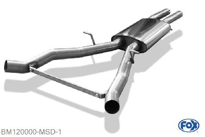BM120000-MSD, BMW E63/64 645i 650i 4.4l 245kW 4.8l 270kW, Middendemper 55mm Buisdiameter Geheel RVS, Absortie demper, mooie diepe sound, Zonder goedkeuring