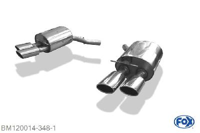 BM120014-348, BMW E63/64 645i 650i 4.4l 245kW 4.8l 270kW, Einddemper rechts/links - 2x115x85mm  Type 32 rechts/links 55mm Buisdiameter Geheel RVS, Absortie demper, mooie diepe sound, Zonder goedkeuring