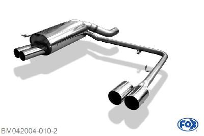 BM042004-010, BMW E65 735i/ 745i 3.6l 200kW 4.4l 245kW, Einddemper met uitgang rechts/links - 2x80mm  Type 10 rechts/links Geheel RVS, Absortie demper, mooie diepe sound, Teilegutachten (eintragungspflichtig)