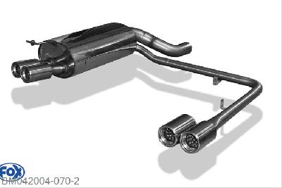 BM042004-070, BMW E65 735i/ 745i 3.6l 200kW 4.4l 245kW, Einddemper met uitgang rechts/links - 2x80mm  Type 13 rechts/links Geheel RVS, Absortie demper, mooie diepe sound, Teilegutachten (eintragungspflichtig)
