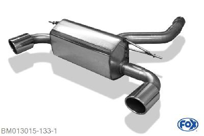 BM013015-133, BMW F20/F21 - M135i 3.0l 235/240kW, Einddemper met uitgang rechts/links - 1x100mm  Type 16 rechts/links 80mm Buisdiameter Geheel RVS, Absortie demper, mooie diepe sound, Met E-keur