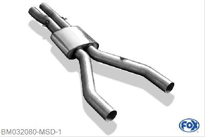 BM032080-MSD, BMW E60 M5 5.0l 373kW, Middendemper 70mm Buisdiameter Geheel RVS, Absortie demper, mooie diepe sound, Zonder goedkeuring