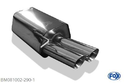 BM081002-290, BMW Z4 E89 - sDrive 23i 2.5l 150kW, Einddemper met eindstuk 2x80mm  Type 25 2x55mm Buisdiameter Geheel RVS, Absortie demper, mooie diepe sound, Met E-keur