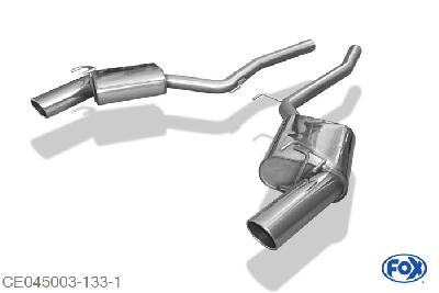 CE045003-133, Chevrolet Camaro 6.2l 318kW, Einddemper rechts/links - 1x100mm  Type 16 rechts/links 63,5mm Buisdiameter Geheel RVS, Absortie demper, mooie diepe sound, Zonder goedkeuring