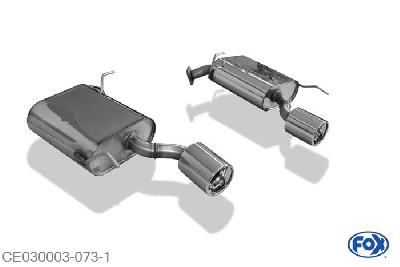 CE030003-073, Chevrolet Captiva KLAC 2.4l 100/103kW 2.0l D 110kW, Einddemper rechts/links - 1x100mm  Type 13 rechts/links Geheel RVS, Absortie demper, mooie diepe sound, Met E-keur
