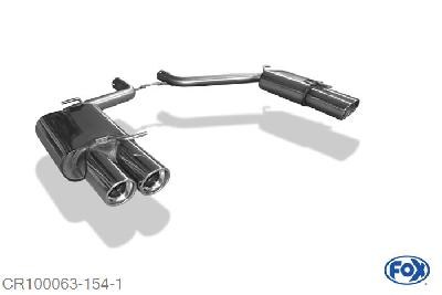 CR100063-154, Chrysler 300C 3,0l CRD 3.0l CRD 160kW, Einddemper rechts/links - 2x100mm  Type 17 rechts/links 63,5mm Buisdiameter Geheel RVS, Absortie demper, mooie diepe sound, Met E-keur