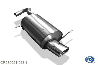 CR080021-593, Chrysler PT Cruiser Limousine & Cabrio 1.6l 85kW 2.0l 104kW 2.4l 105/164kW 2.2l CRD 89kW, Einddemper met eindstuk 135x85mm  Type 53 Geheel RVS, Absortie demper, mooie diepe sound, Met E-keur