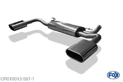 CR010013-587, Chrysler Voager II GS 3.8l 122/131kW, Einddemper met uitgang rechts/links - 160x80mm  Type 52 rechts/links 50mm Buisdiameter Geheel RVS, Absortie demper, mooie diepe sound, Met E-keur