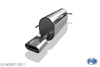 CI140001-597, Citroen C4 Coupe 2.0l 130kW, Einddemper met eindstuk 160x80mm  Type 53 63,5mm Buisdiameter Geheel RVS, Absortie demper, mooie diepe sound, Met E-keur