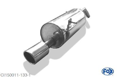 CI150011-133, Citroen DS3 1.4l 70kW 1.6l 88/115kW 1.6l HDi 68/82kW, Einddemper met eindstuk 1x100mm  Type 16 50mm Buisdiameter Geheel RVS, Absortie demper, mooie diepe sound, Met E-keur