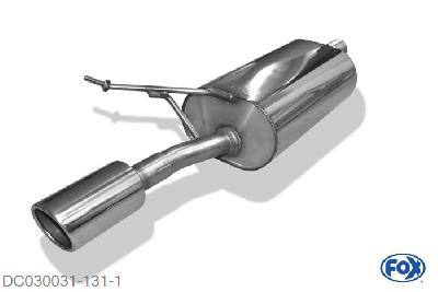 DC030031-131, Dacia Duster 4x2 - Frontantrieb 1.6l 77/84kW 1.5l D 63/66/79/80kW, Einddemper met eindstuk 1x90mm  Type 16 50mm Buisdiameter Geheel RVS, Absortie demper, mooie diepe sound, Met E-keur