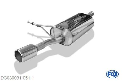 DC030031-051, Dacia Duster 4x2 - Frontantrieb 1.6l 77kW 1.5l D 63/66/79kW, Einddemper met eindstuk 1x90mm  Type 12 50mm Buisdiameter Geheel RVS, Absortie demper, mooie diepe sound, Met E-keur