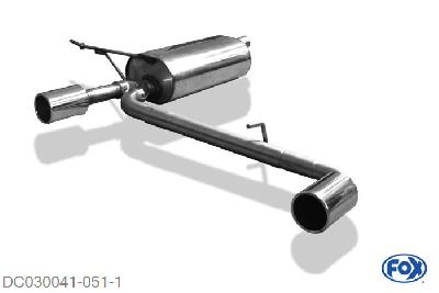 DC030041-051, Dacia Duster 4x2 - Frontantrieb 1.6l 77kW 1.5l D 63/66/79kW, Einddemper met uitgang - 1x90mm  Type 12 rechts/links 50mm Buisdiameter Geheel RVS, Absortie demper, mooie diepe sound, Met E-keur