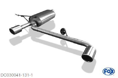 DC030041-131, Dacia Duster 4x2 - Frontantrieb 1.6l 77kW 1.5l D 63/66/79kW, Einddemper met uitgang - 1x90mm  Type 16 rechts/links 50mm Buisdiameter Geheel RVS, Absortie demper, mooie diepe sound, Met E-keur