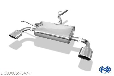 DC030055-347, Dacia Duster 4x4 Facelift 1.2l 92kW 1.6l 77/84kW 1.5l D 63/66/79/80kW, Einddemper met uitgang rechts/links - 115x85mm  Type 32 rechts/links 45mm Buisdiameter Geheel RVS, Absortie demper, mooie diepe sound, Met E-keur