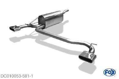 DC010053-581, Dacia Logan Kombi 1.4l 55kW 1.6l 64/77kW, Einddemper met uitgang rechts/links - 130x50mm  Type 52 rechts/links 45mm Buisdiameter Geheel RVS, Absortie demper, mooie diepe sound, Met E-keur