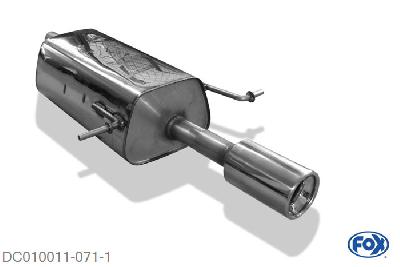 DC010011-071, Dacia Logan Limousine Benzin 1.4l 55kW 1.6l 64/77kW, Einddemper einseitig - 1x90mm  Type 13 Geheel RVS, Absortie demper, mooie diepe sound, Met E-keur