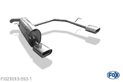 FI021013-593, Fiat Bravo 198 1.4l 66/88/110kW, Einddemper met uitgang rechts/links - 135x80mm  Type 53 rechts/links Geheel RVS, Absortie demper, mooie diepe sound, Met E-keur