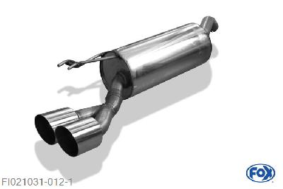 FI021031-012, Fiat Bravo 198 - Diesel 2.0l D 120/121kW, Einddemper met eindstuk 2x90mm  Type 14 55mm Buisdiameter Geheel RVS, Absortie demper, mooie diepe sound, Met E-keur