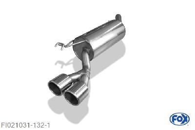 FI021031-132, Fiat Bravo 198 - Diesel 2.0l D 120/121kW, Einddemper met eindstuk 2x90mm  Type 16 55mm Buisdiameter Geheel RVS, Absortie demper, mooie diepe sound, Met E-keur