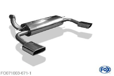 FO071003-671, Ford C-Max II 2.0l TDCi 120kW, Einddemper met uitgang rechts/links - 145x65mm  Type 59 rechts/links 63,5mm Buisdiameter Geheel RVS, Absortie demper, mooie diepe sound, Met E-keur