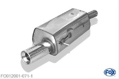 FO012001-071, Ford Fiesta V ST150 2.0l 110kW, Einddemper met eindstuk 1x90mm  Type 13 55mm Buisdiameter Geheel RVS, Absortie demper, mooie diepe sound, Met E-keur