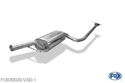 FO030020-VSD, Ford Focus I DAW/DBW/DFW/DNW 1,8l 1.8l 85kW, Voordemper 50mm Buisdiameter Geheel RVS, Absortie demper, mooie diepe sound, Teilegutachten (eintragungspflichtig)